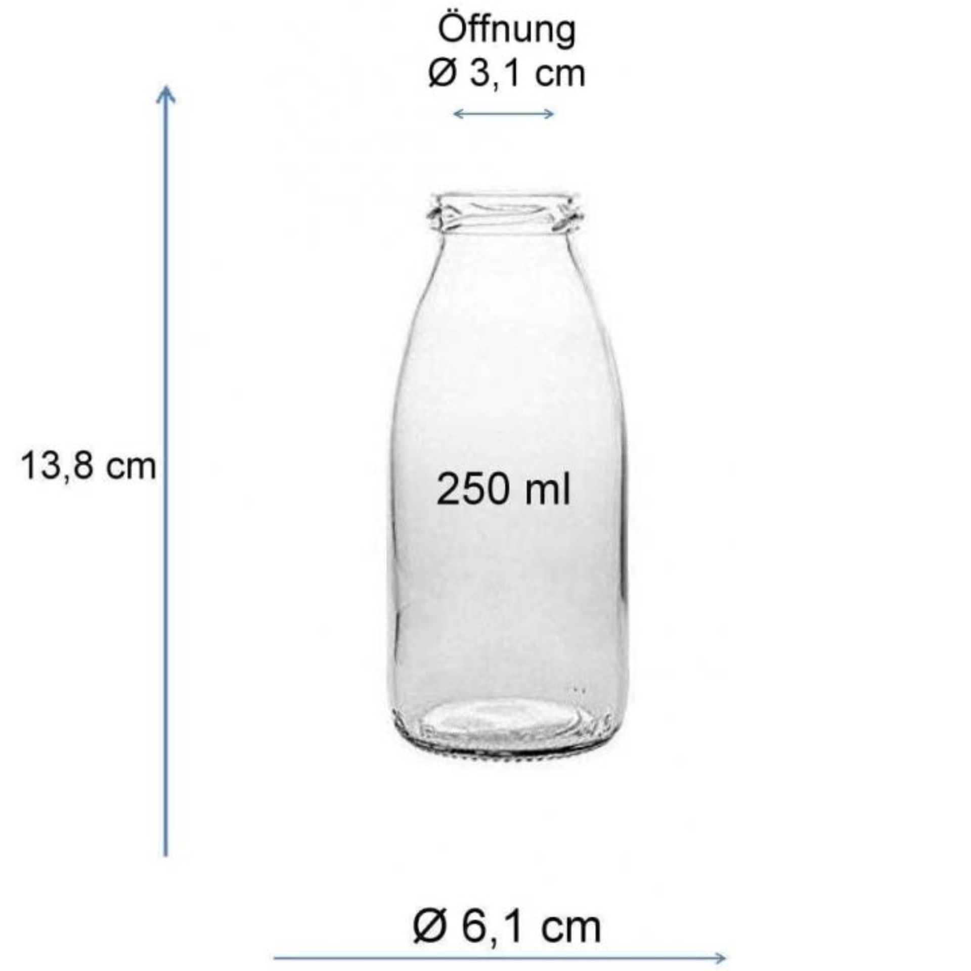 Glasflasche 250 ml Milchflasche mit Deckel in Gold, Silber oder Schwarz - Hochwertige Glasflasche ideal für Milch, Säfte oder andere Getränke, perfekt verschließbar und stilvoll gestaltet.