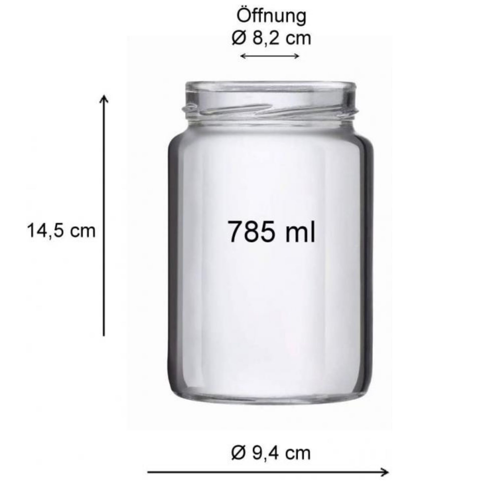 785 ml Vorratsglas aus klarem Glas mit luftdicht schließendem Blueseal-Deckel, zylindrische Form mit leicht gebogenem Bauch, geeignet zum Aufbewahren von Lebensmitteln.