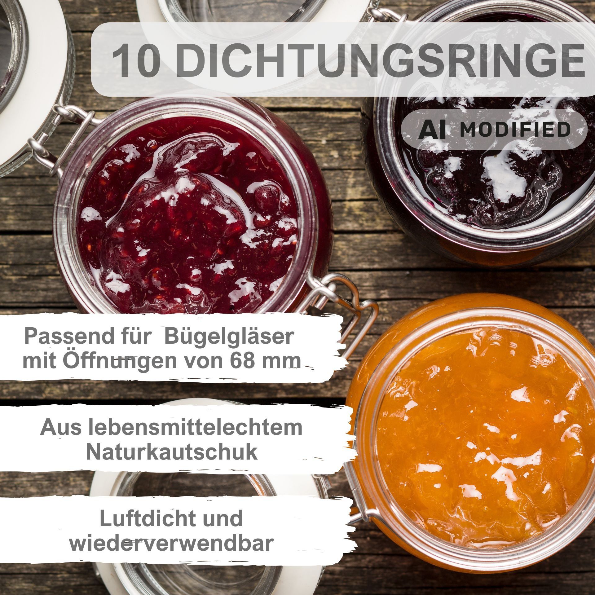 10 Einkochringe Gummiringe 52x80 mm in weiß