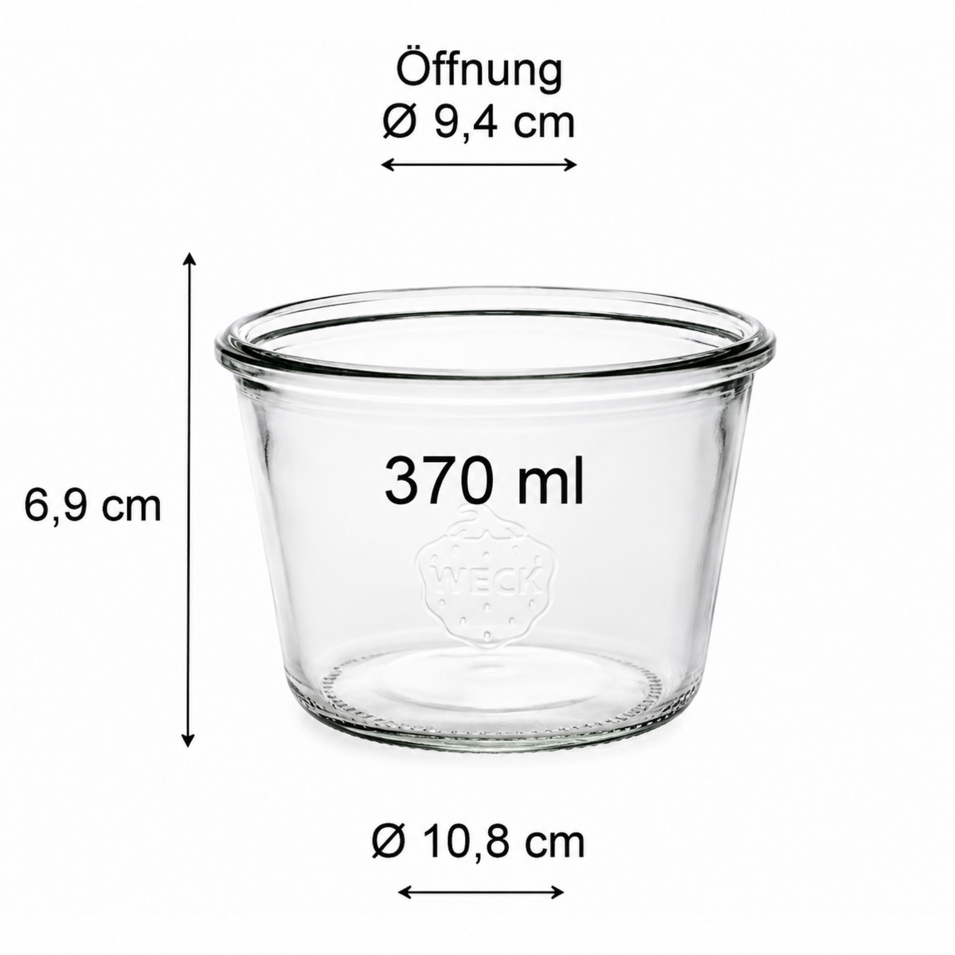 Weck Sturzglas 370 ml Einmachglas mit Deckel - 1/4 Liter, ideal zum Einmachen von Marmeladen, Saucen und Konserven, hochwertiges Klarglas mit stabilem Verschluss für nachhaltige Lebensmittelaufbewahrung.
