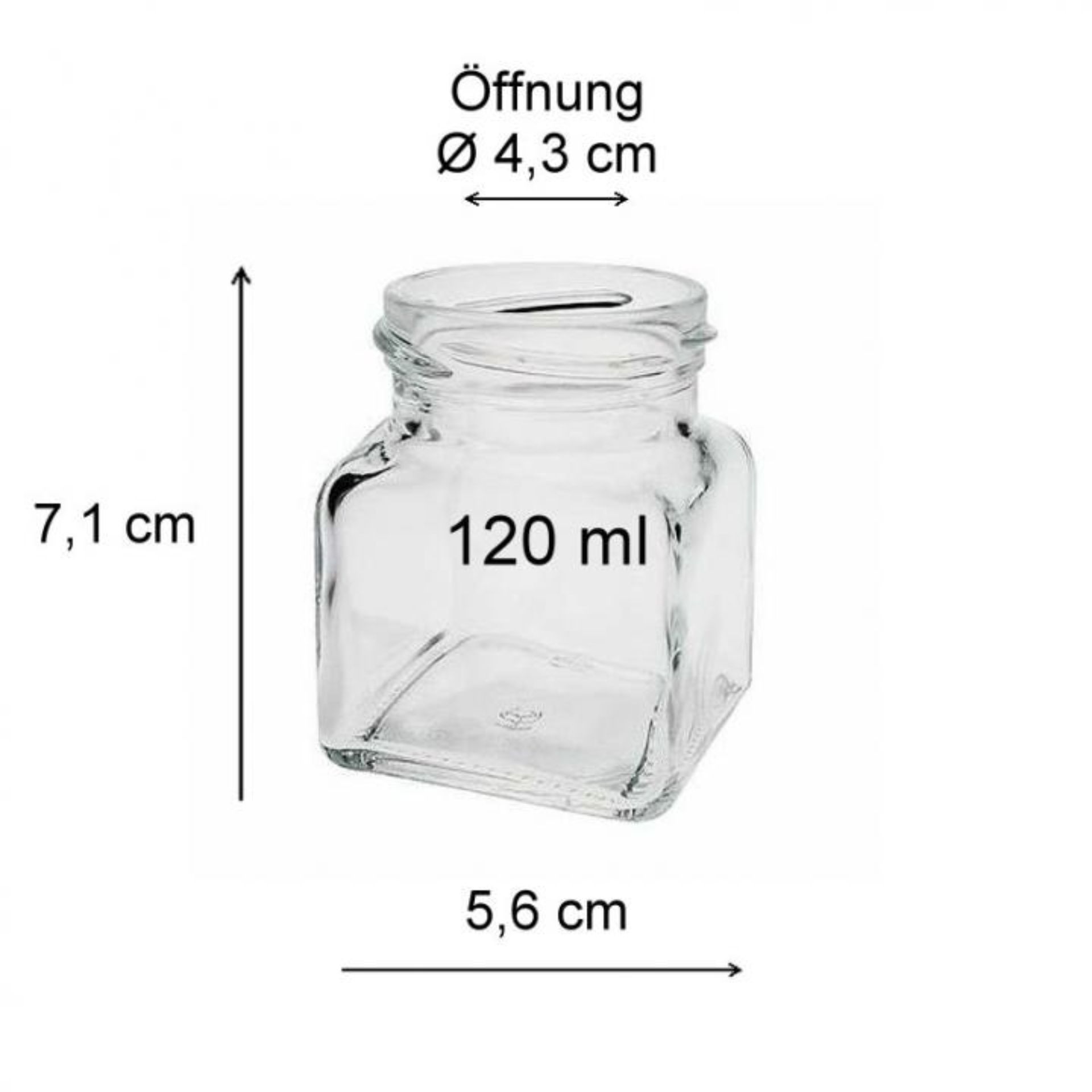 Einmachglas 120 ml Quadratglas mit Deckel in verschiedenen Farben, ideal für das Einmachen von Lebensmitteln und dekorative Zwecke.