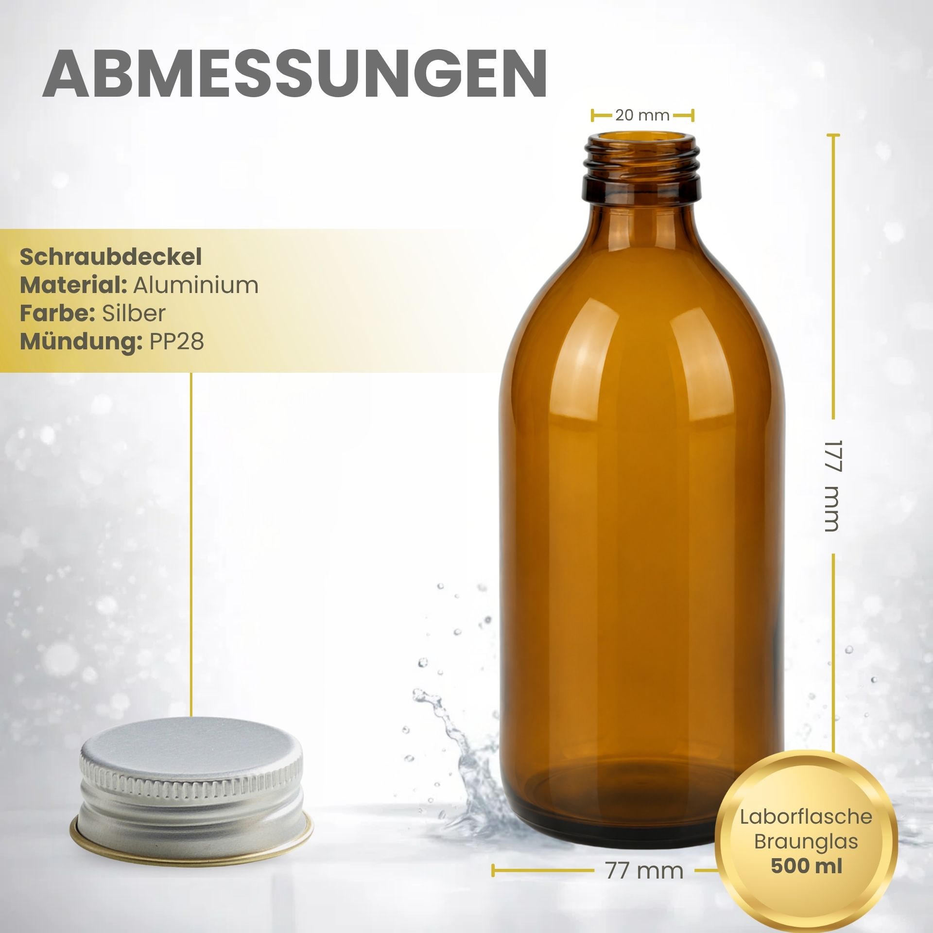 Apothekerflasche  500 ml Glas Schraubdeckel