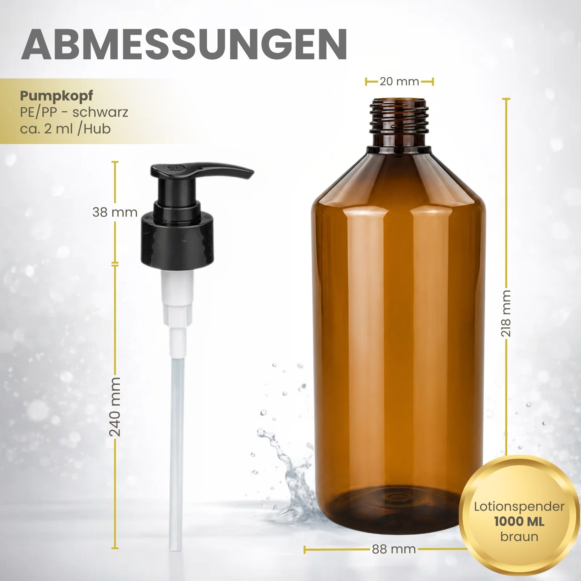 Seifenspender 1000 ml braun Lotionspender PET Kunststoff