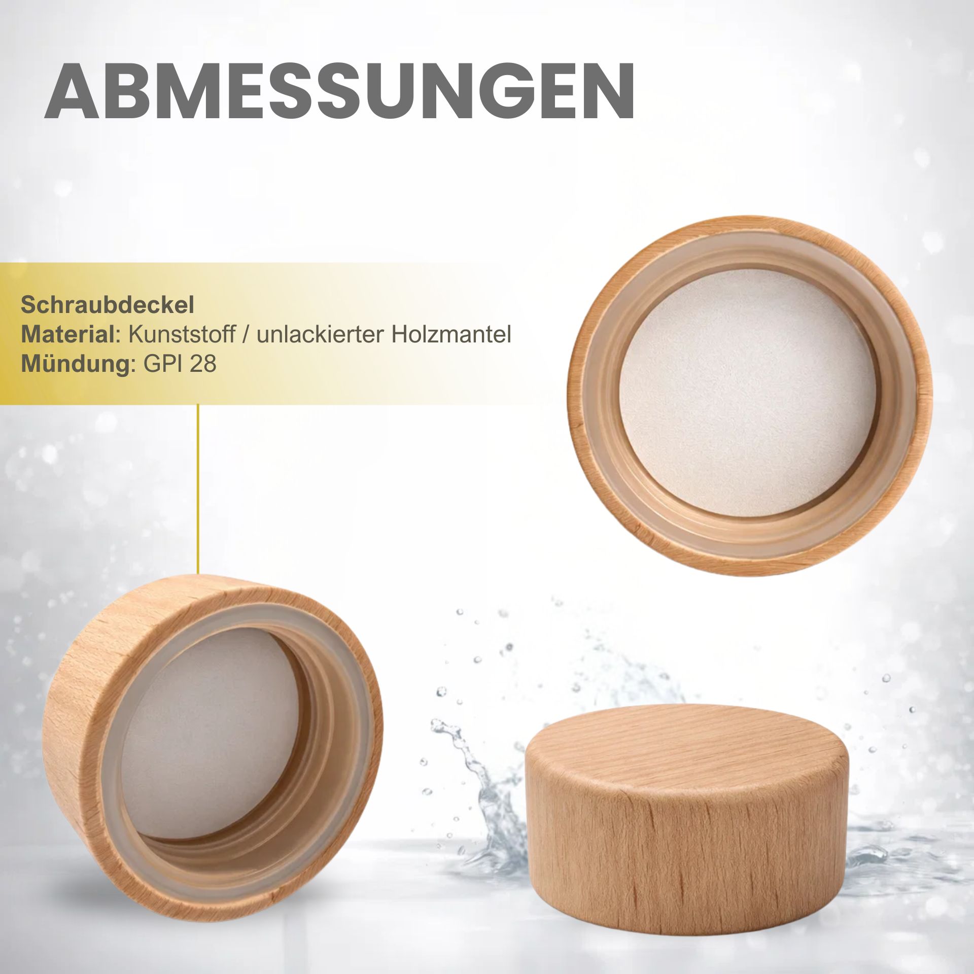Schraubverschluss GPI28 Kunststoffdeckel mit Holzmantel