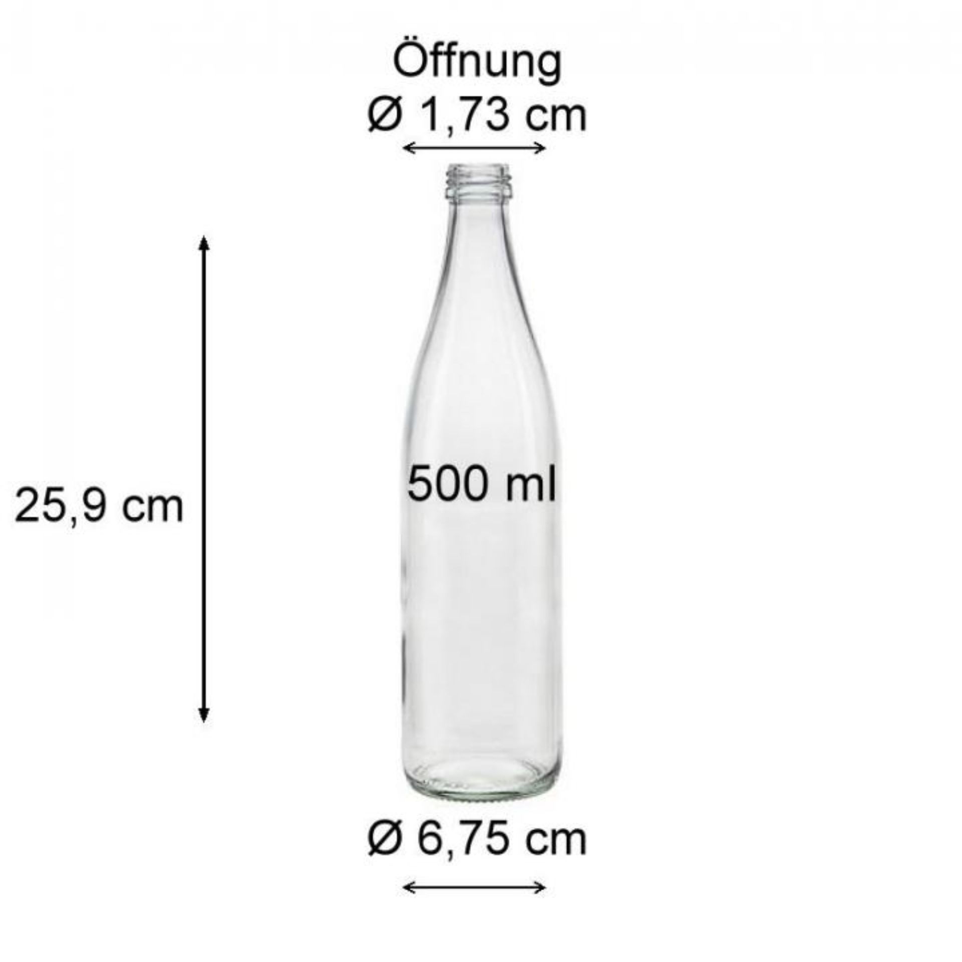 Glasflasche 500 ml mit Schraubdeckel in Gold oder Silber – Mehrwegflasche für Lebensmittel und Getränke Glasflasche 500 ml mit einem hochwertigen Deckel wahlweise in Gold oder Silber, ideal für Getränke oder Flüssigkeiten, Abbildung zeigt klares, elegantes Design für nachhaltige Verpackungslösungen.
