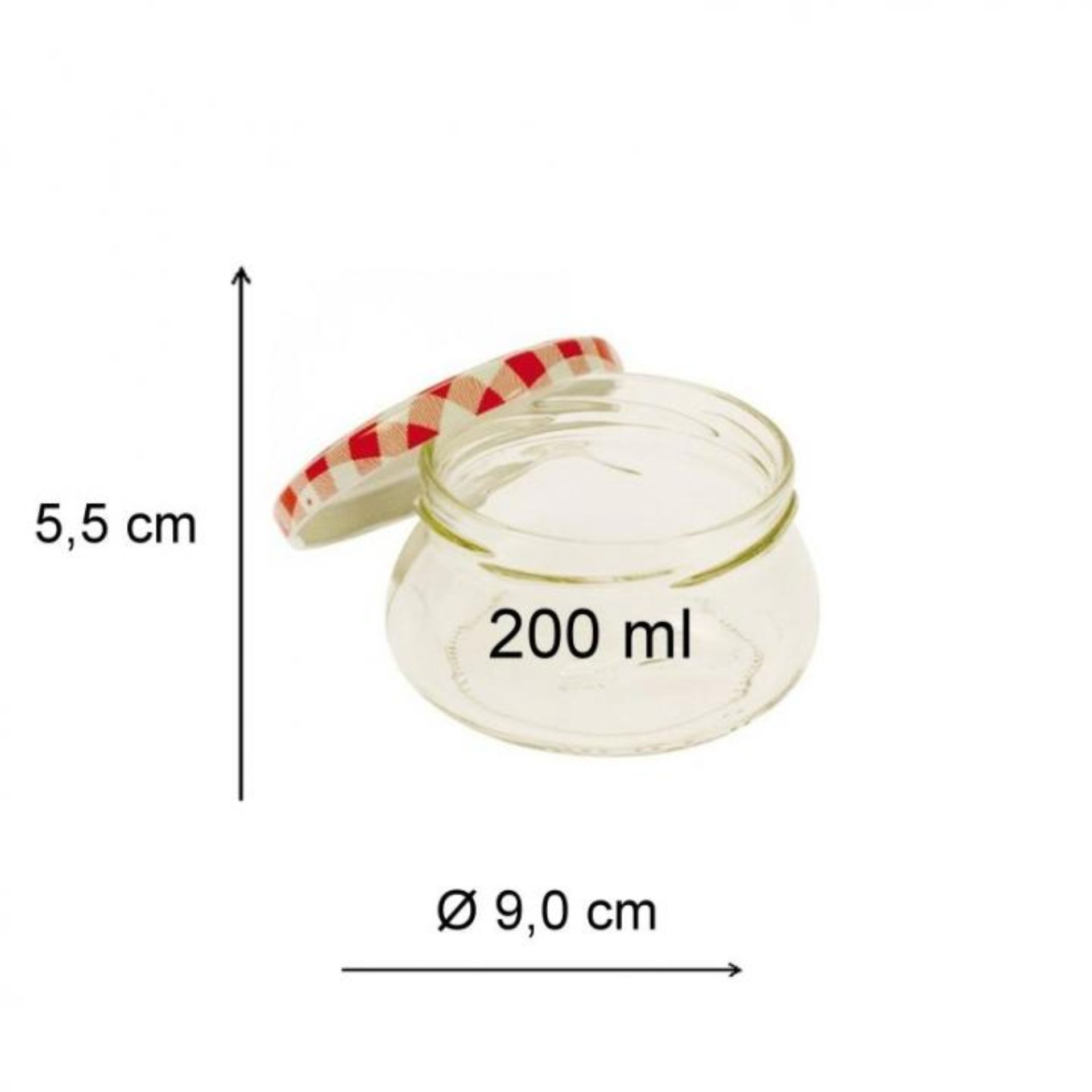 Einmachglas 200 ml mit rot-weiß kariertem Deckel – Schlemmertopf zum Einkochen und Aufbewahren Einmachglas 200 ml mit rot-weiß kariertem Deckel, ideal zum Konservieren und Aufbewahren von Lebensmitteln. Hochwertiges Schraubglas für Marmeladen, Chutneys und mehr.