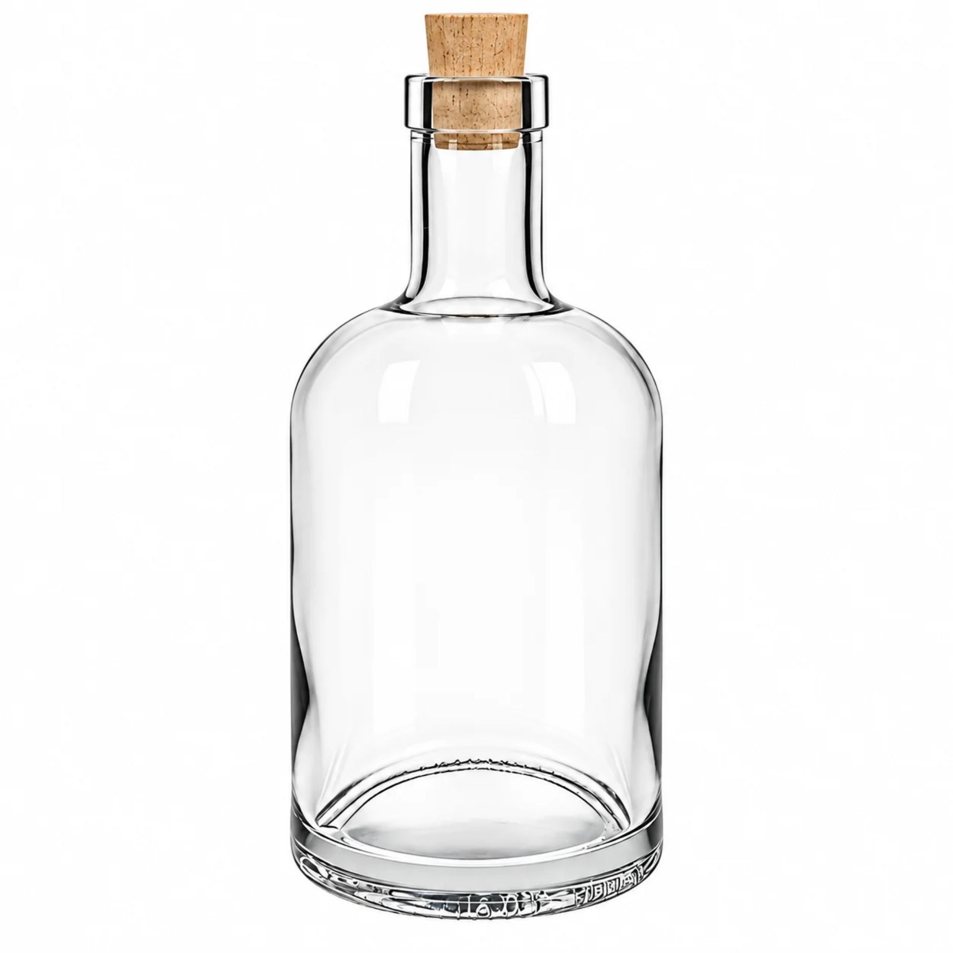 Glasflasche 700 ml mit Korken, klassisches Design, perfekt für Getränke oder Aufbewahrung von Flüssigkeiten.