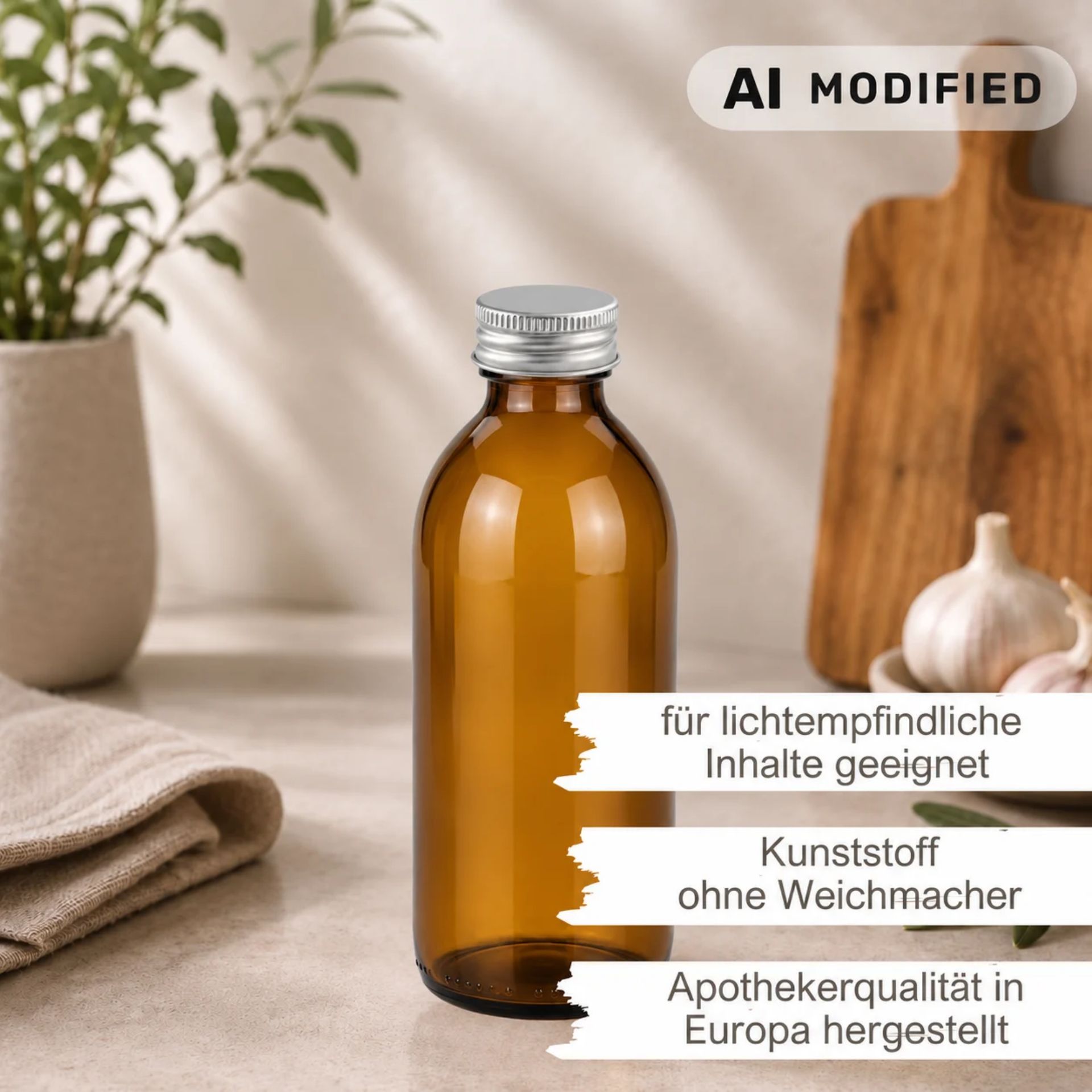 Apothekerflasche  200 ml braun mit Schraubdeckel