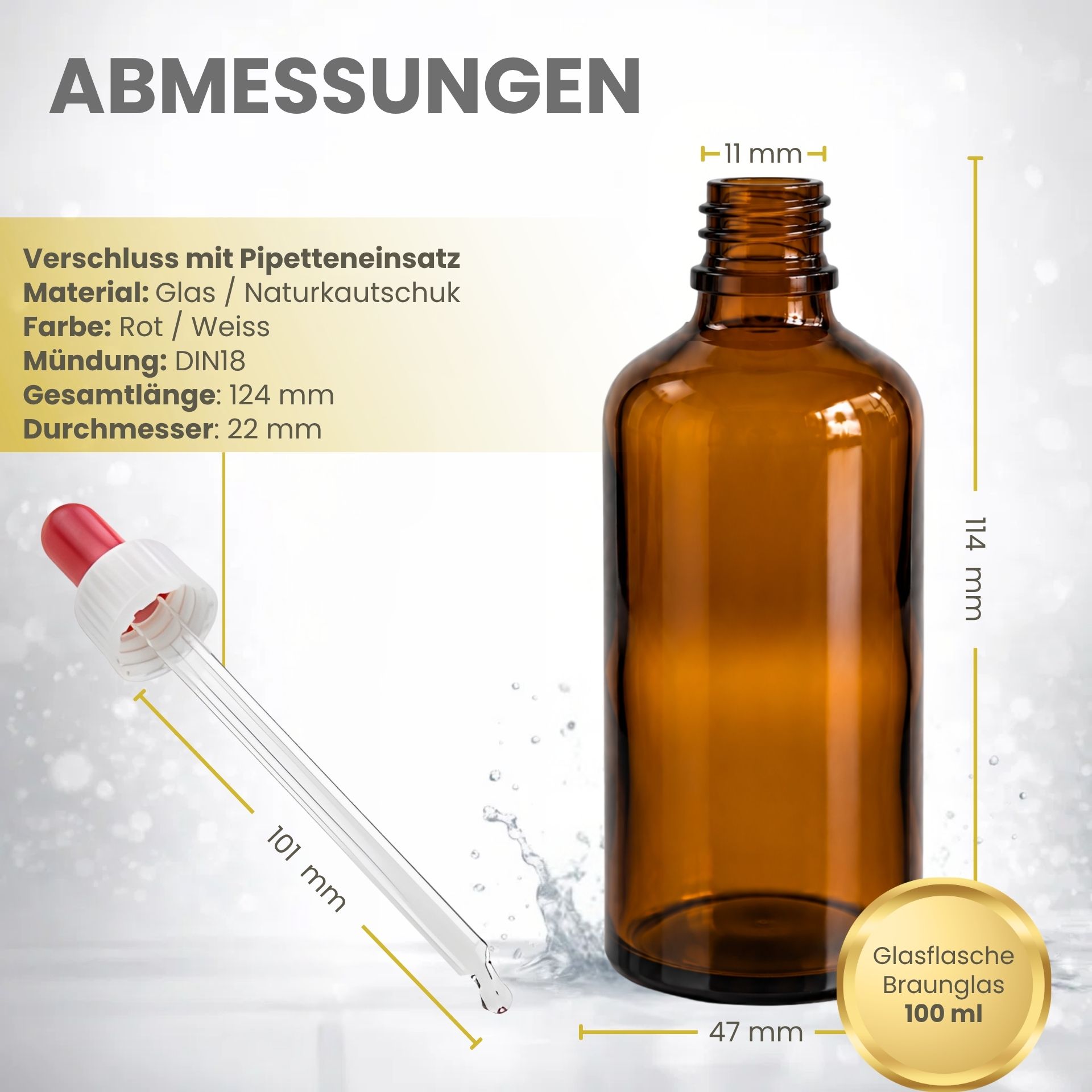 Pipettenflasche 100 ml braun Dosierflasche
