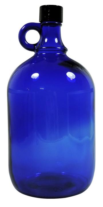 Blaue Glasflasche 2 Liter Wasserflasche Gallone 2000 ml mit Schraubverschluss und Henkel kaufen 