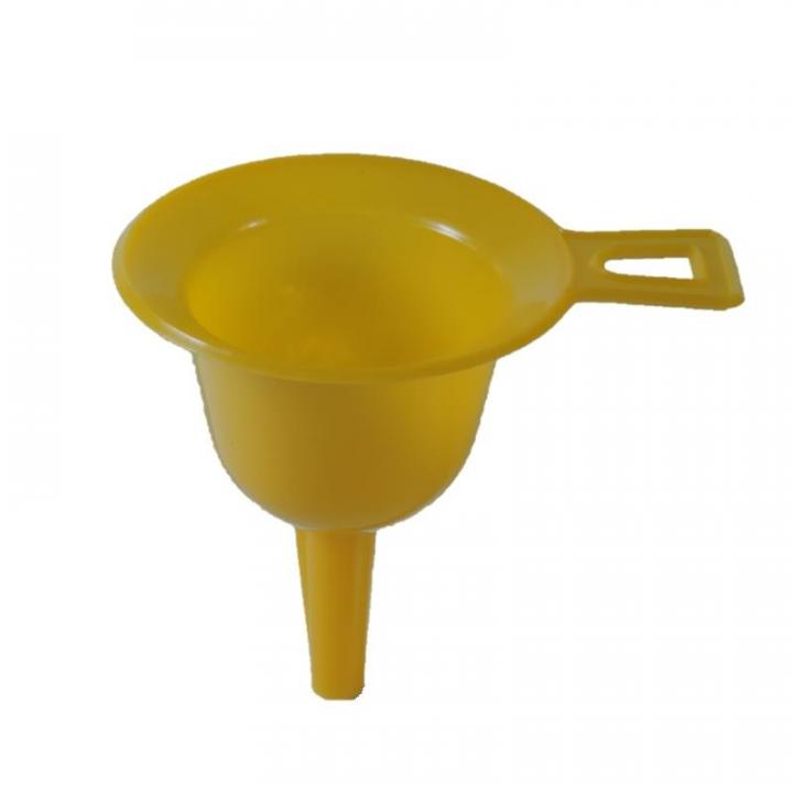 Gelber Kunststofftrichter Ø 1,1 cm – Kleiner Flaschentrichter zum Einfüllen von Flüssigkeiten Gelber Kunststoff-Trichter mit einem Durchmesser von 1,1 cm für Flaschen, ideal zum sauberen Umfüllen von Flüssigkeiten.