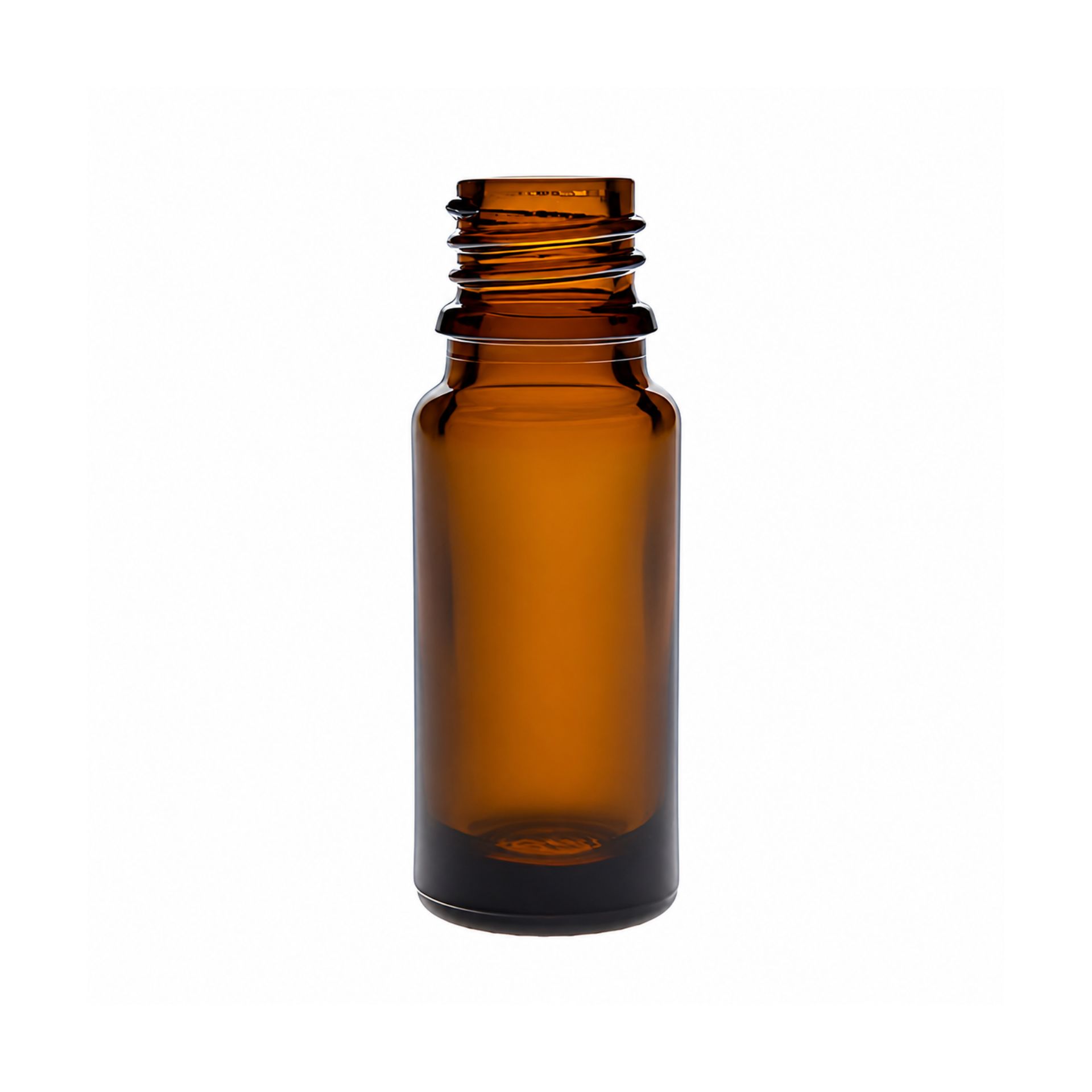 Transparente 10-ml-Sprühflasche aus Kunststoff mit weißem Sprühkopf und Schutzkappe, stehend vor neutralem Hintergrund.