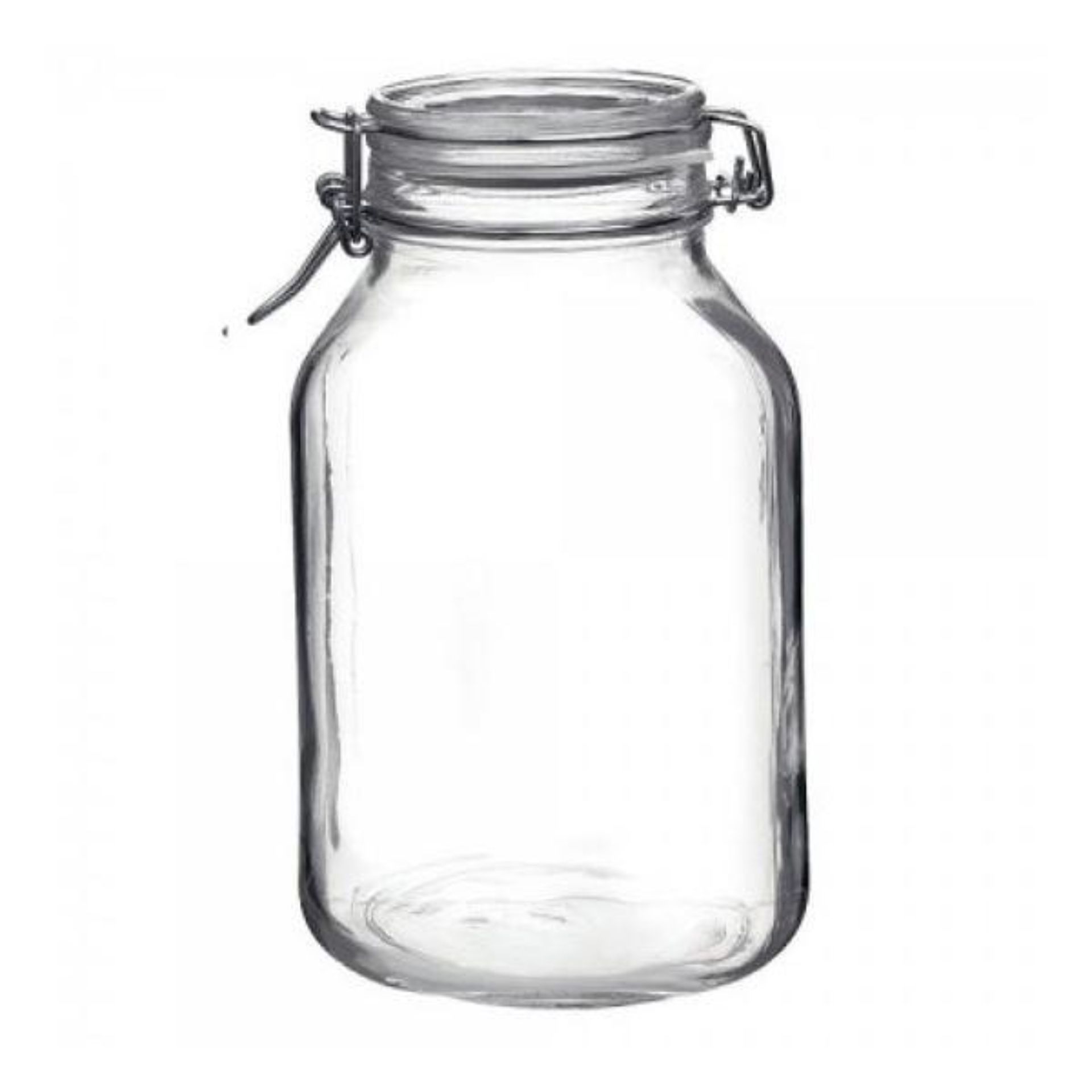 Bormioli Bügelverschlussglas 3000 ml eckig mit Drahtbügel, ideal für die Aufbewahrung von Lebensmitteln und Einmachen, hochwertiges transparentes Glas mit robustem Bügelverschluss für luftdichte Versiegelung.