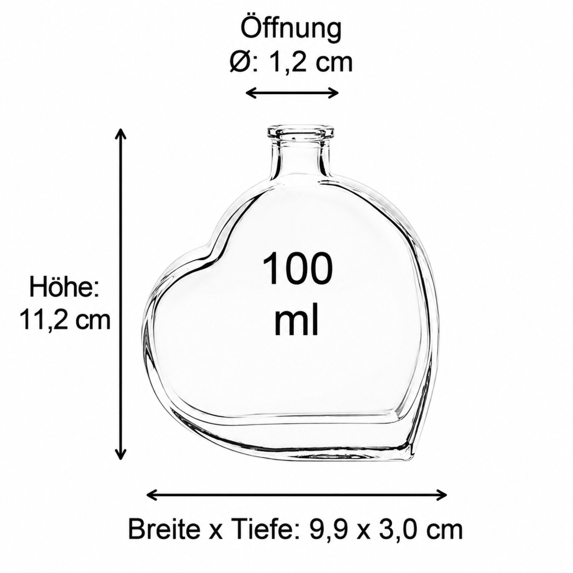 Abbildung von Glasflaschen und Dosen mit genau angegebenen Maßen zur besseren Übersicht beim Kauf auf Flaschen-Glaeser-und-Dosen.de