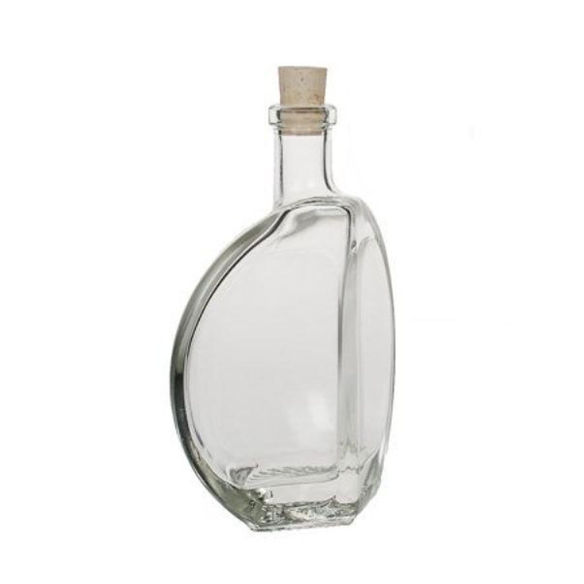 Glasflasche 200 ml in kugelförmigem Design mit Korken, ideal für Getränkeabfüllung oder Dekoration.