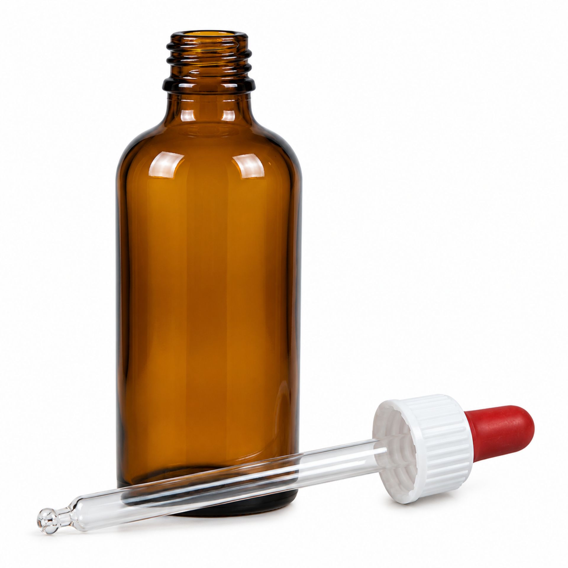 Braune Pipettenflasche 100 ml für präzises Dosieren - hochwertige Dosierflasche aus Glas mit Pipette, ideal für ätherische Öle und Flüssigkeiten.
