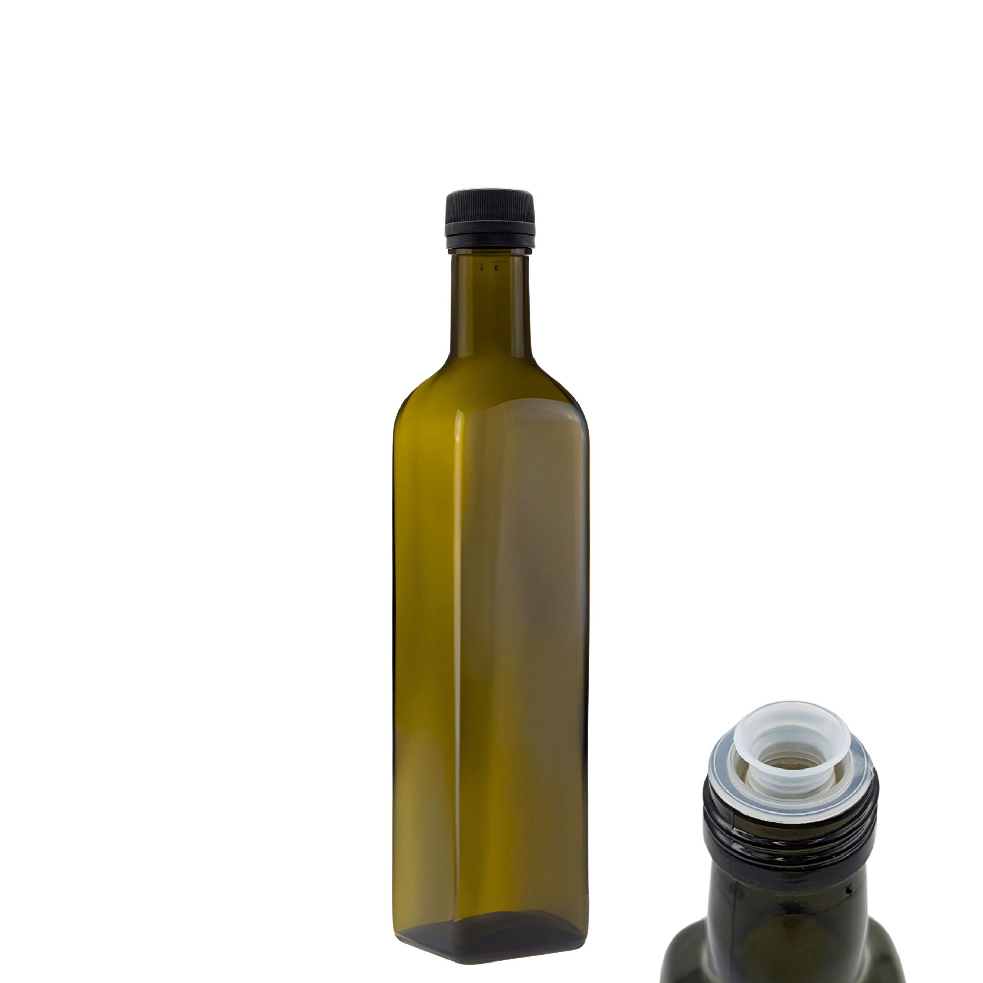 Glasflasche 500 ml eckig Antik mit Ausgießer und