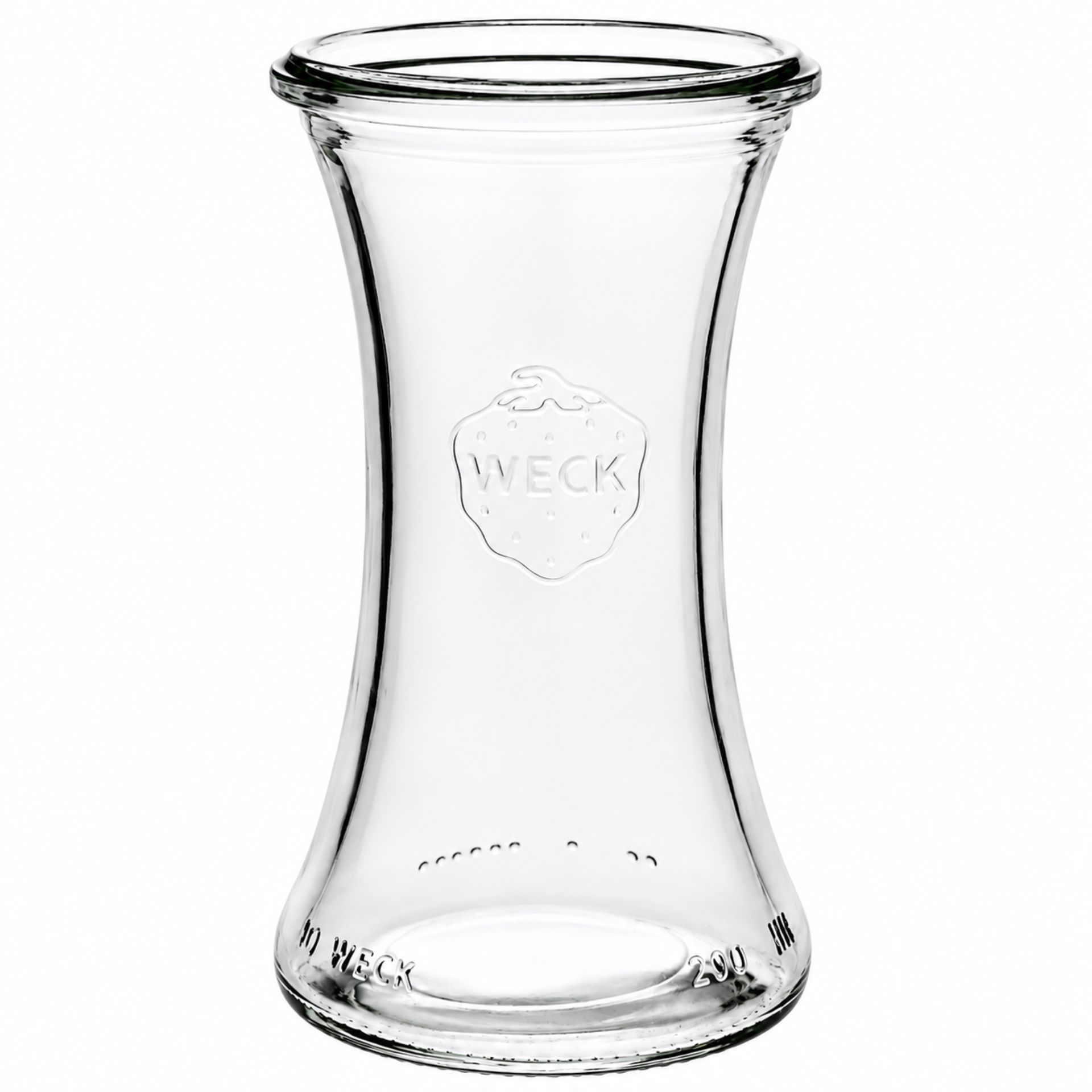 Weckglas Delikatessenglas 200 ml mit abnehmbarem Glasdeckel und Klammern, ideal zur Aufbewahrung von Lebensmitteln oder zum Einmachen, transparentes Design für vielseitige Küchenanwendungen.