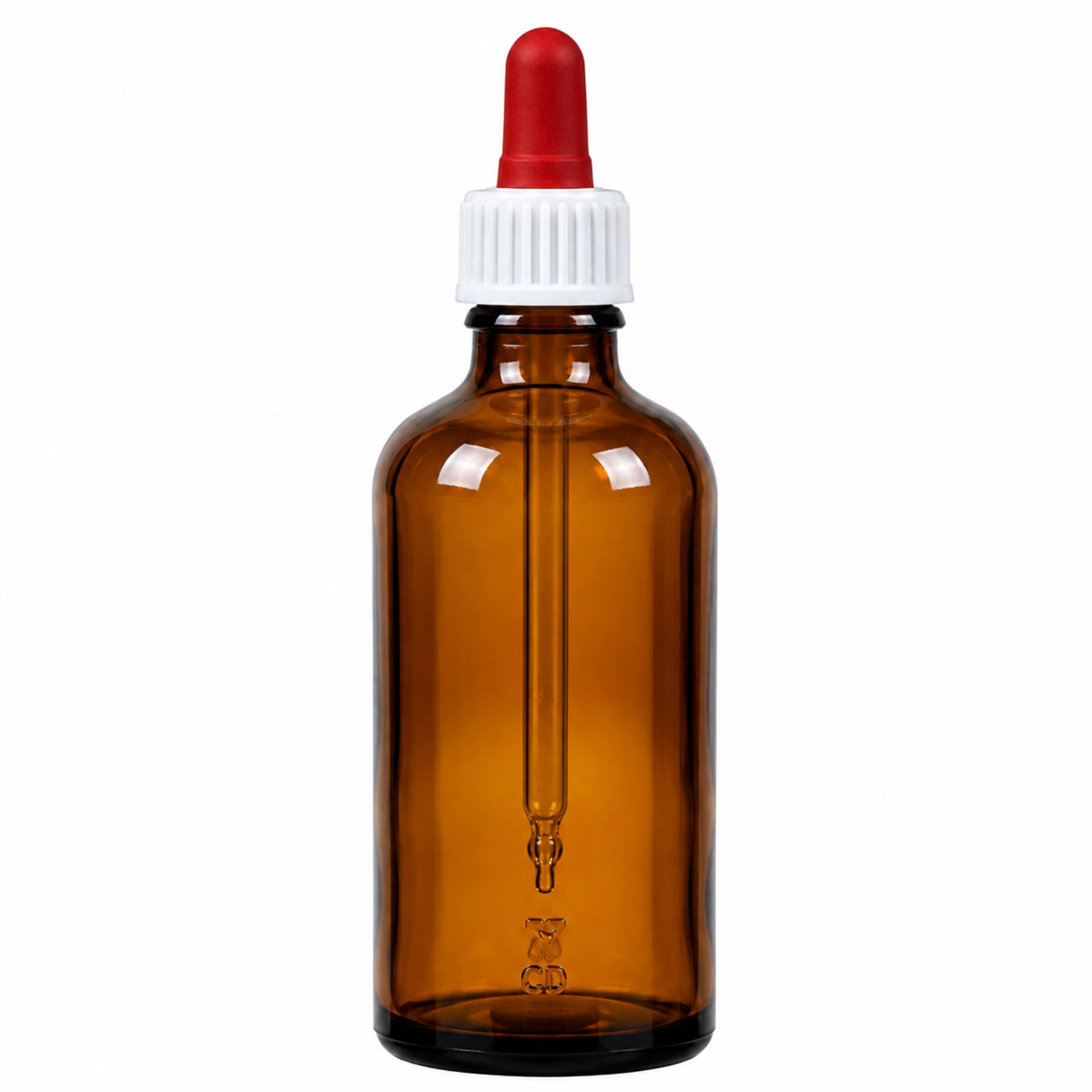 Braune 100 ml Pipettenflasche, ideal als Dosierflasche, auf weißem Hintergrund