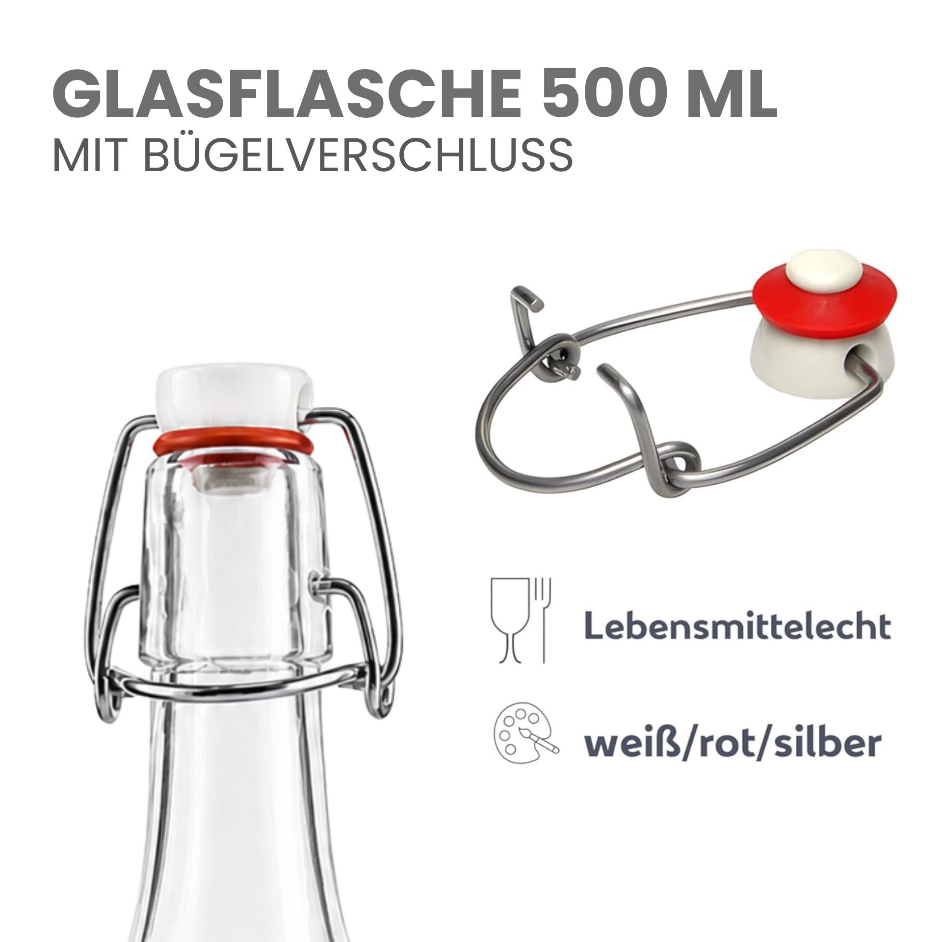 Bügelflaschen Set 6x500 ml eckig
