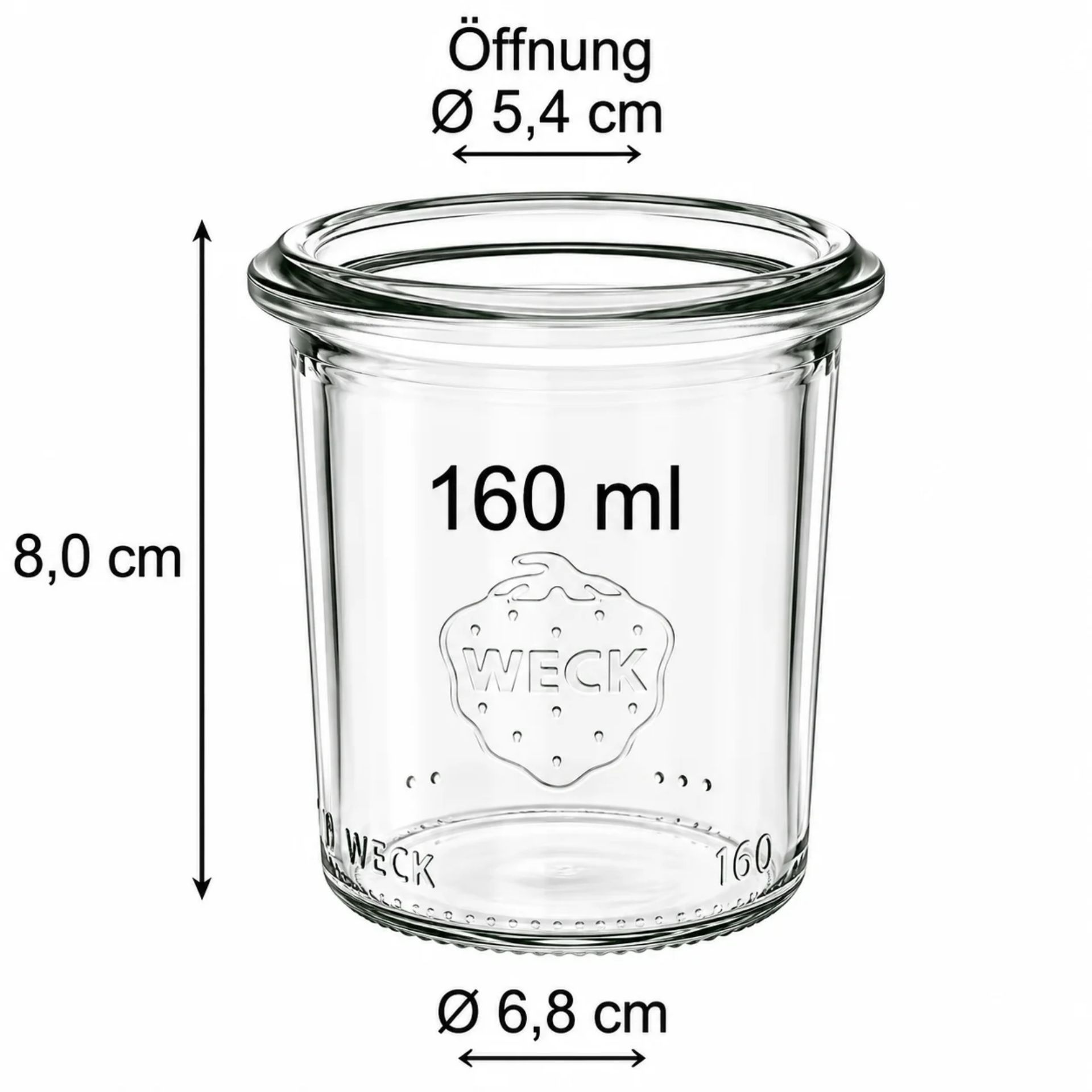 Weck Sturzglas 160 ml Einmachglas mit Deckel - Hochwertiges Glasgefäß ideal zum Einkochen und Aufbewahren von Lebensmitteln.