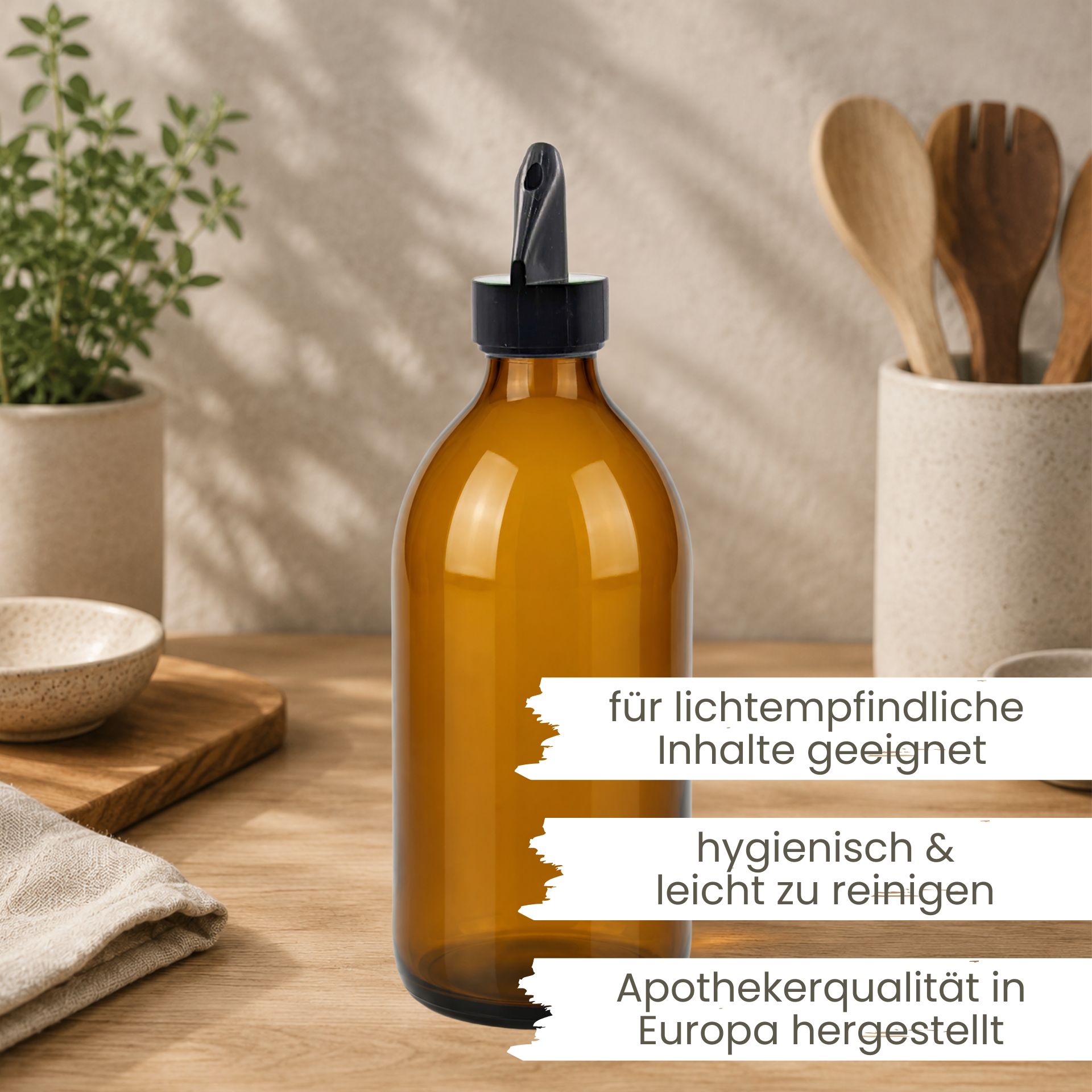 Apothekerflasche  500 ml Glas Kunststoff-Ausgießer
