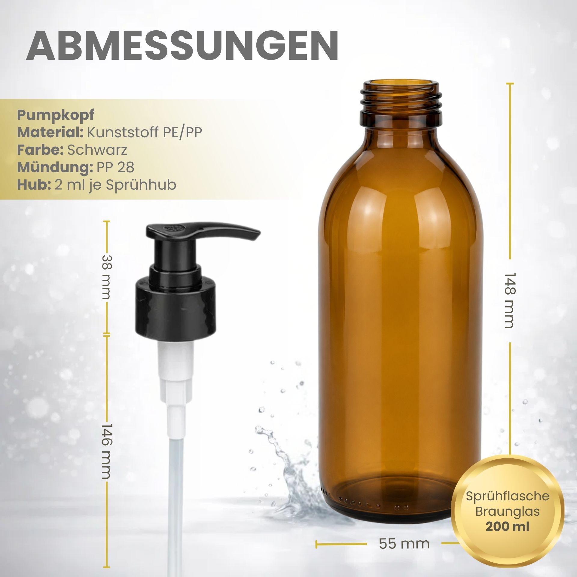 Seifenspender  200 ml Glas Lotionspender