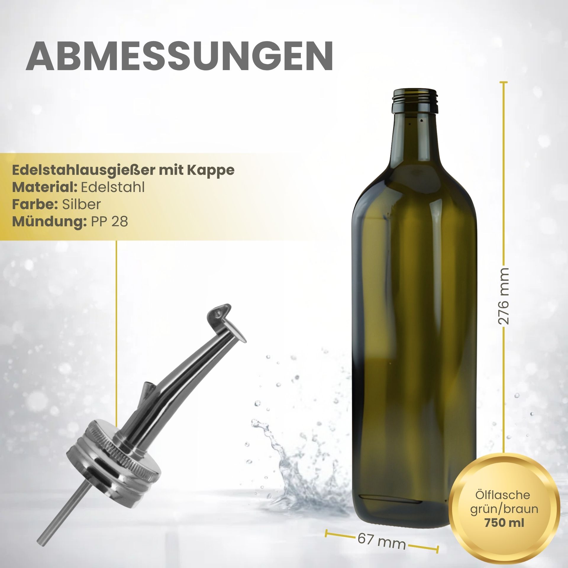 Ölflasche 750 ml antik mit Ausgießer