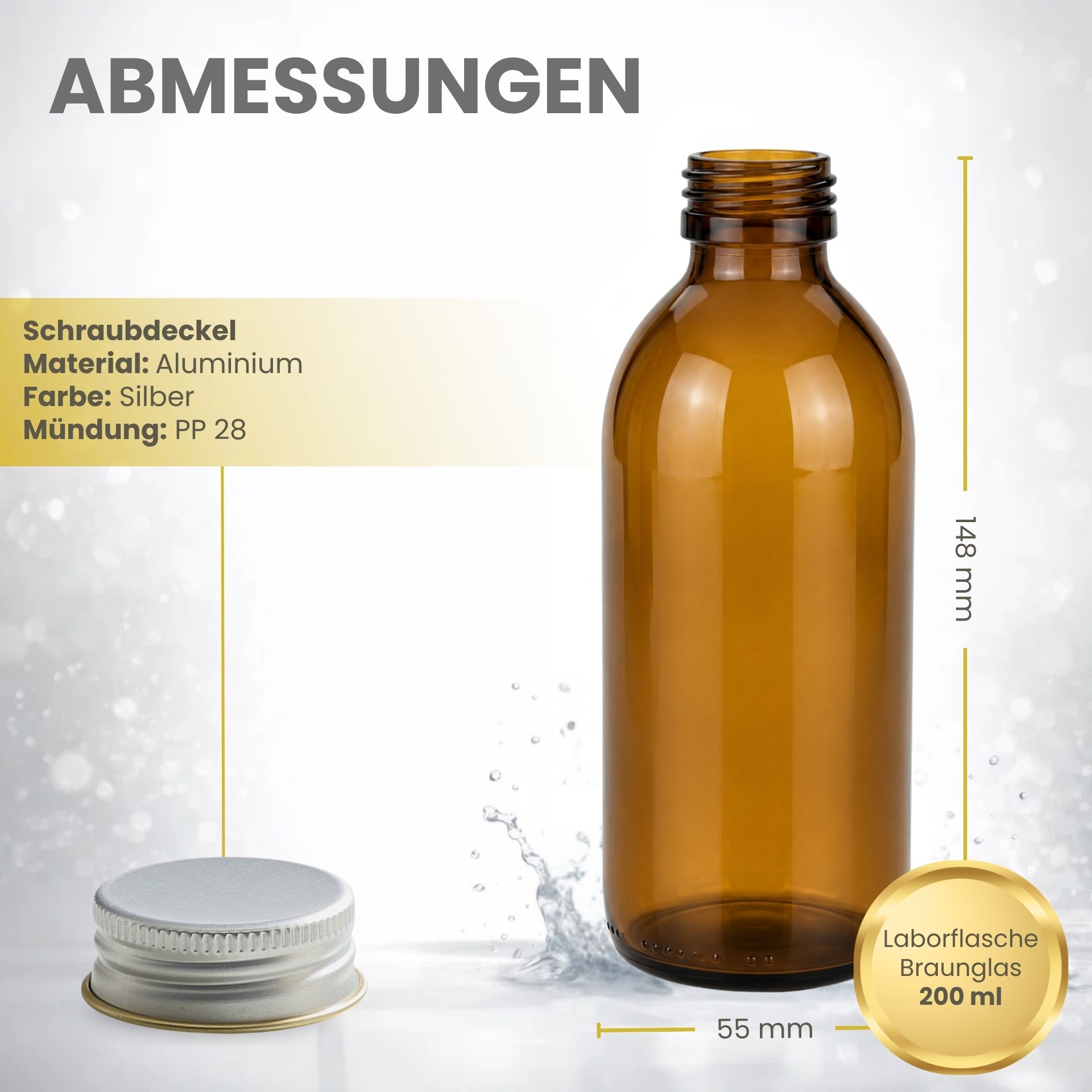 Apothekerflasche  200 ml Glas Schraubdeckel
