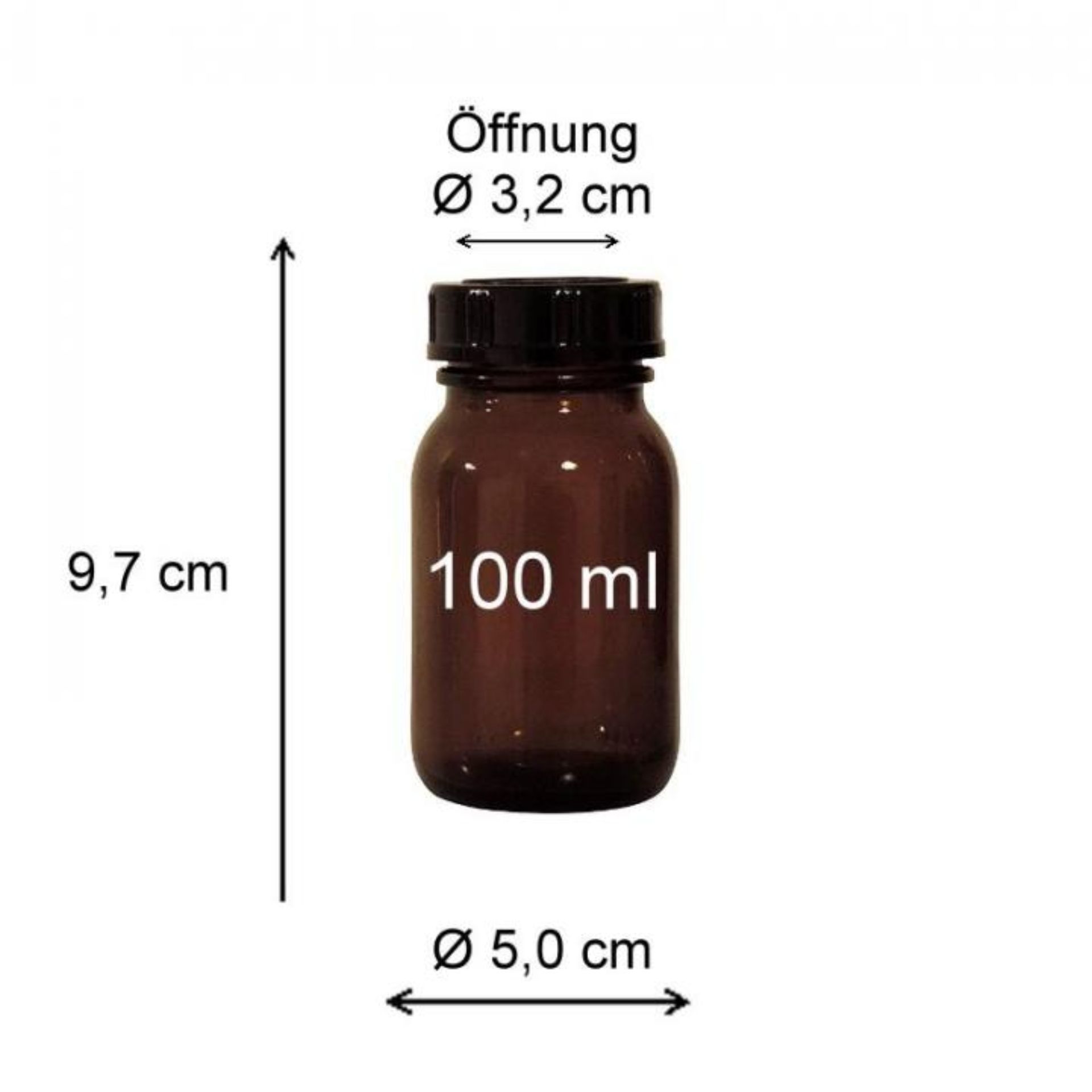 Braune Weithals-Apothekerflasche 100 ml mit Schraubdeckel – ideal zur Aufbewahrung von Flüssigkeiten und Chemikalien, hygienisch verschlossen und lichtgeschützt.