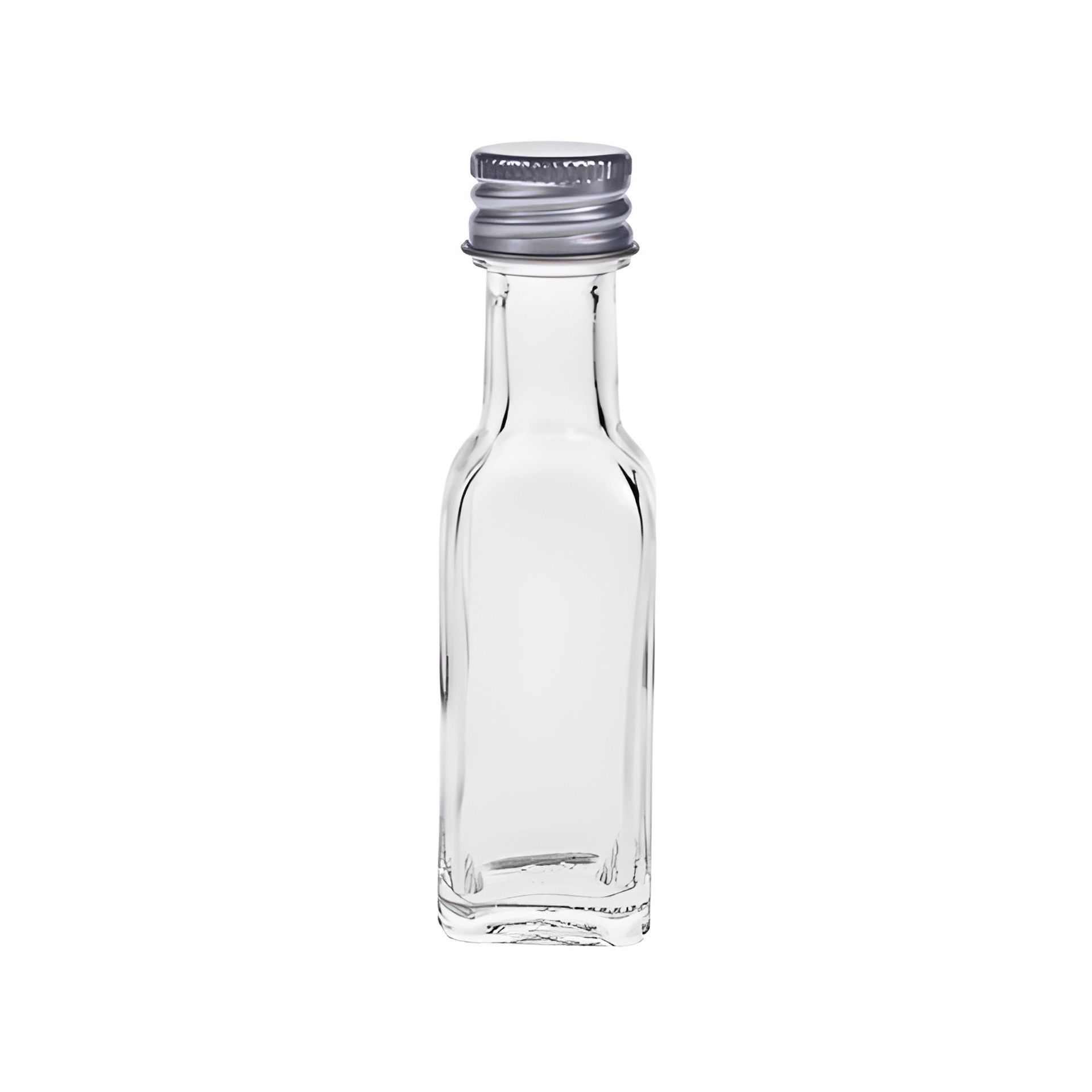 Glasflasche   20 ml viereckig mit Schraubverschluss