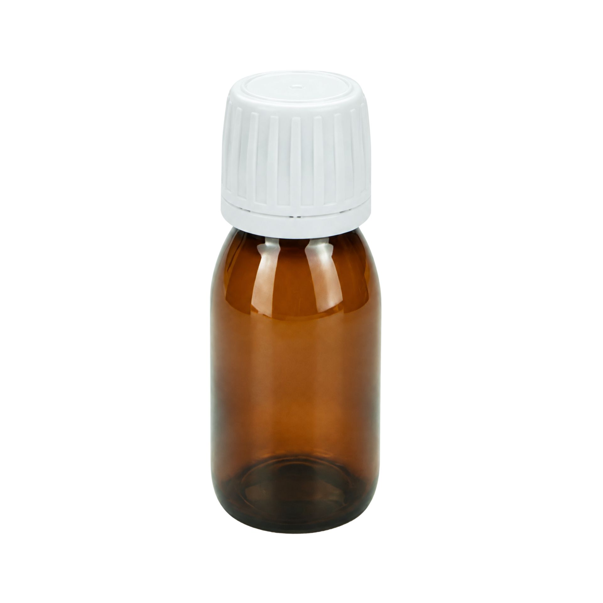 Laborflasche    50 ml braun PET Kunststoff mit Ausgießer weiß
