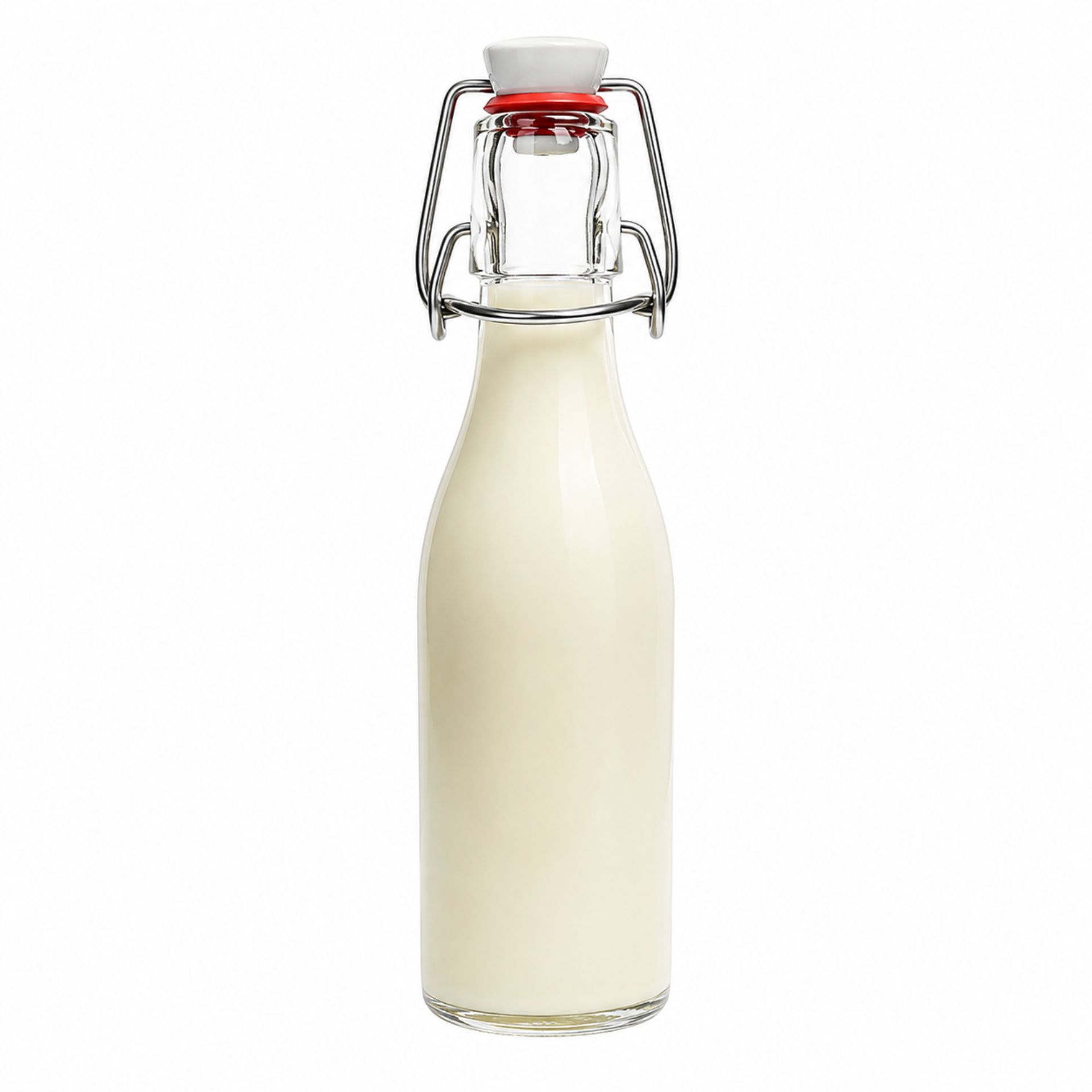 Klares Glas mit elegantem Design, das eine Vielzahl von Flaschen, Gläsern und Dosen zeigt – ideal für die Aufbewahrung und Präsentation von Getränken.