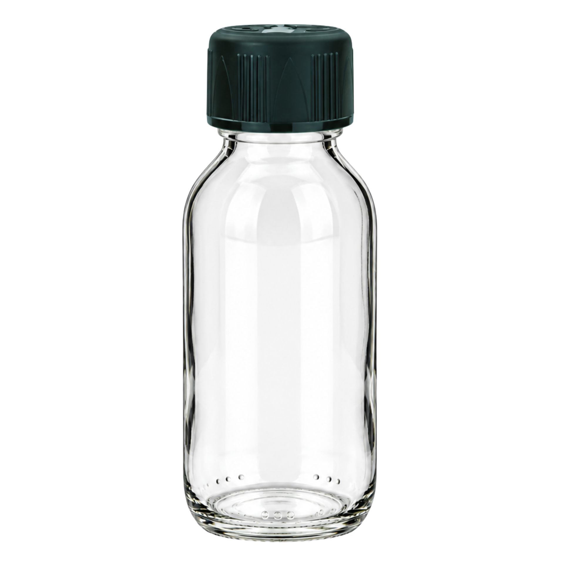 Glasflasche 100 ml Sirupflasche mit Schraubdeckel (Kindersicherung)