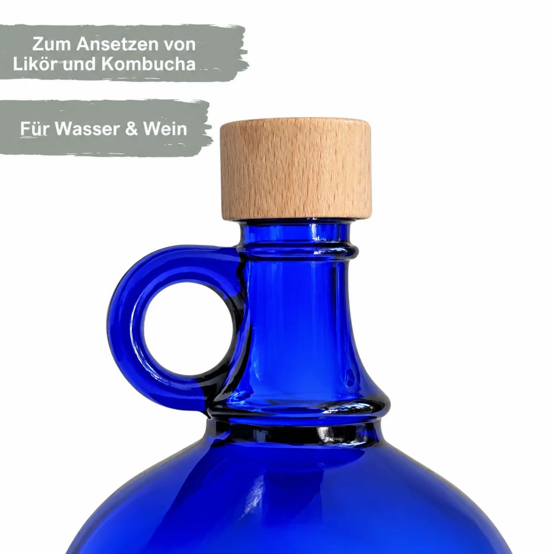 Glasflasche 2000 ml Henkelflasche blau