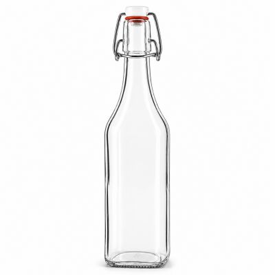 Glasflasche 500 ml eckig mit Bügelverschluss Kunststoff 